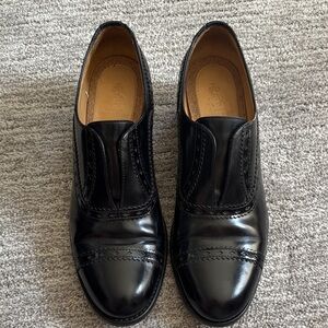 Women's Black Leather Slip-On Loafers